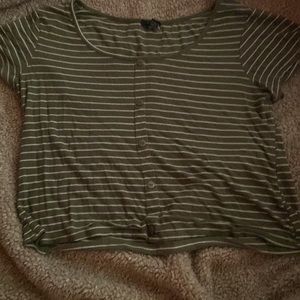 White and green striped crop top.